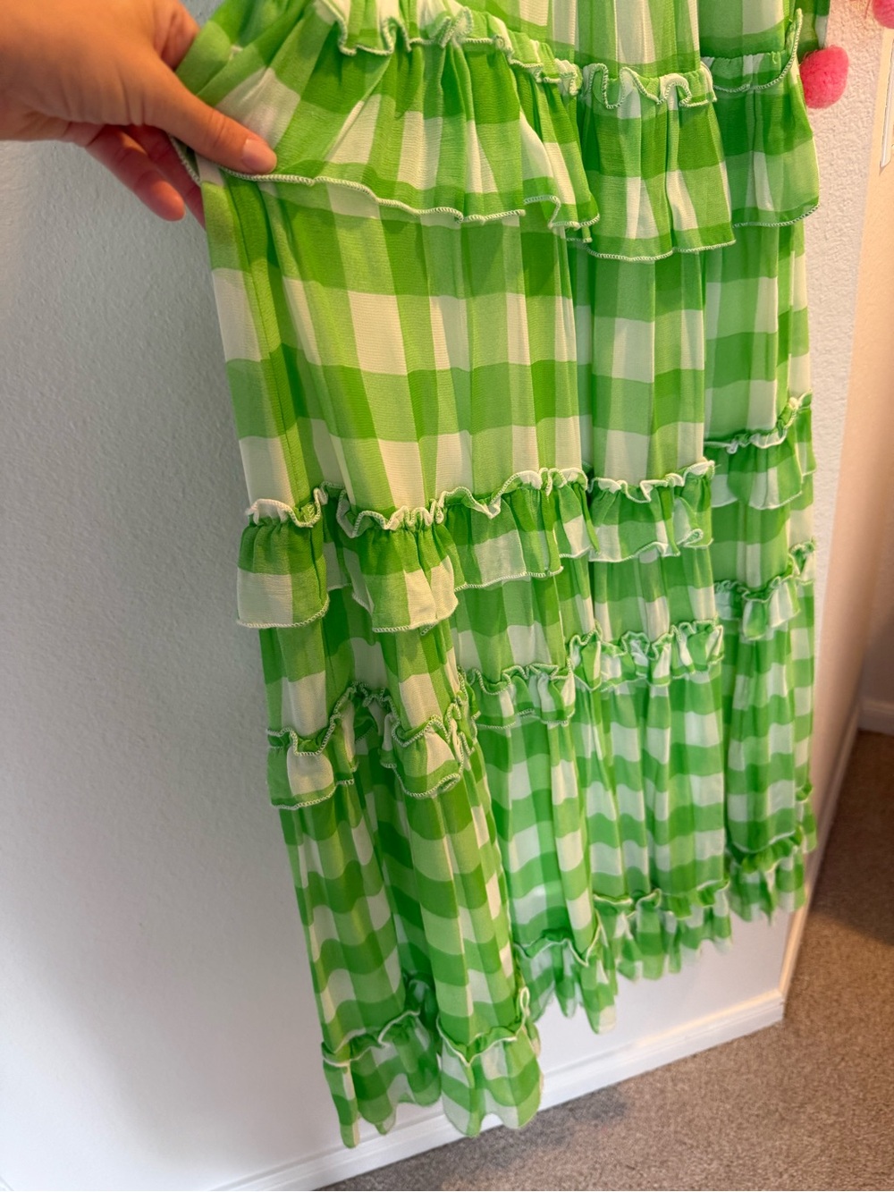 SUNDRESS Berenice Dress in Green GGT Lime & White Poms - Picture 4 of 9